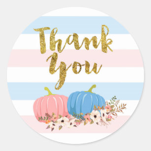 Floral Pumpkin Thank you Classic Round Sticker