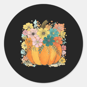 Floral Pumpkin Thanksgiving Cosy Autumn Fall Vibes Classic Round Sticker