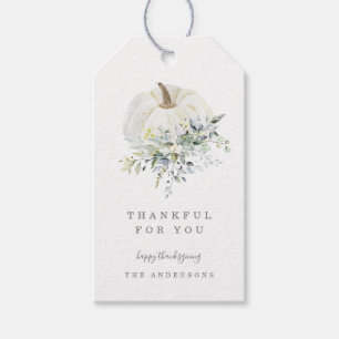 Floral Pumpkin Thanksgiving Thank You Tag