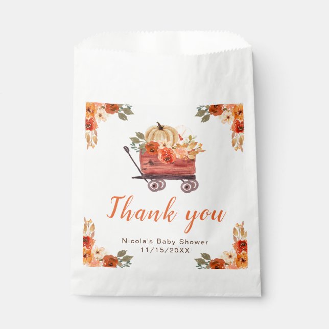 Floral Pumpkin Truck Baby Shower Favour Bag (Front)