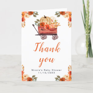 Floral Pumpkin Truck Baby Shower Thank You Card