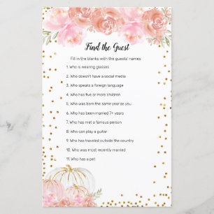 Floral Pumpkin Watercolor Find the Guest game