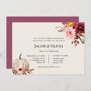 Floral Pumpkin Wedding Rehearsal Dinner invite