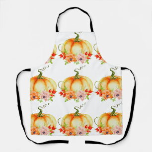 Floral Pumpkin White Apron