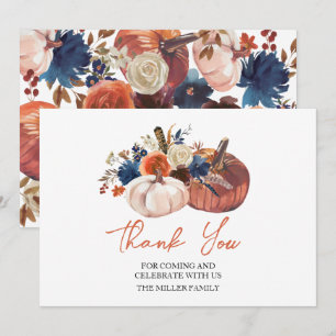 Floral Pumpkins autumn Thank you card