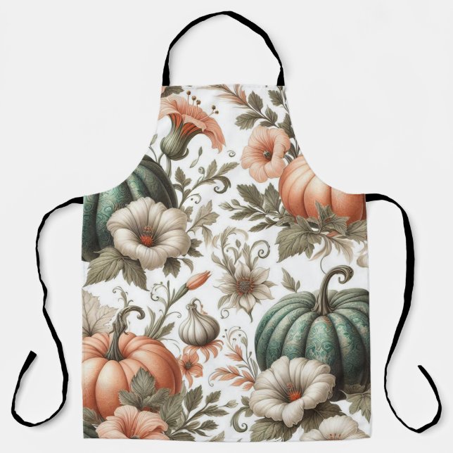 Floral pumpkins pattern  apron (Front)