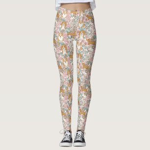 Floral Puppies Leggings