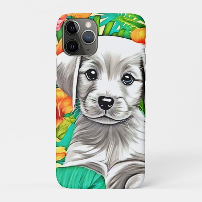 Floral Puppy Art Case-Mate iPhone Case (Back)
