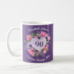 Floral Purple 90th Birthday Mug for Women<br><div class="desc">Looking for an inexpensive birthday gift for a 90 year old woman? She'll love sipping her favourite coffee or tea from this lovely personalised purple 90th birthday mug. Gorgeous floral heart mug can be personalised with her name and your own custom message... perfect gift for the 90 year old woman...</div>