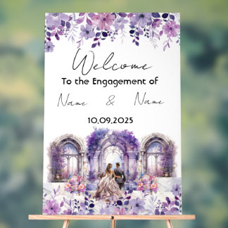 Floral purple Acrylic Engagement sign
