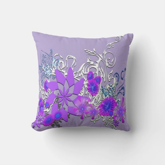 Floral Purple American MoJo Pillow (Front)