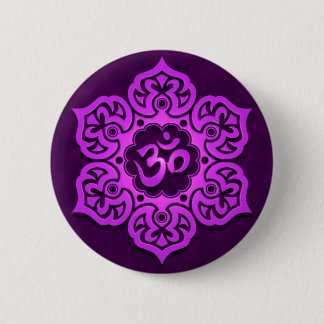 Floral Purple Aum Design 6 Cm Round Badge
