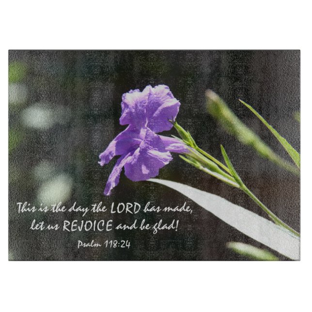 Floral Purple Bloom with Scripture Verse, Psalm Cutting Board (Front)