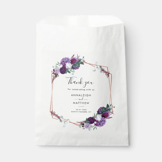 Floral Purple Botanical Wedding Favour Bag (Front)
