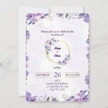 Floral Purple Botanical Wedding Invitation