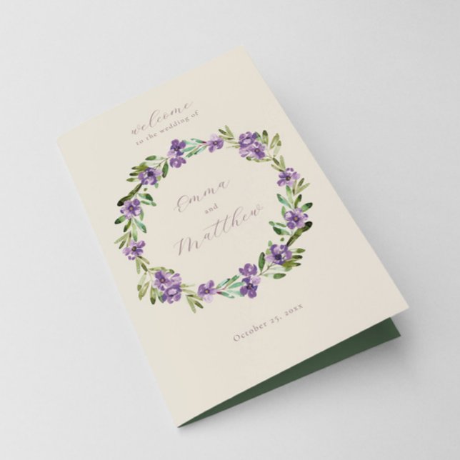 Floral Purple Botanical Wreath Folded Program (Creator Uploaded)