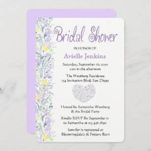 Floral Purple Bridal Shower Lavender Flowers Invitation
