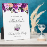 Floral Purple Bridal Shower Tea Party Welcome Plaque<br><div class="desc">Watercolor Purple Ultra Violet Floral Bridal Shower Tea Party Welcome Plaque</div>