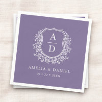 Floral Purple Crest Wedding Monogram
