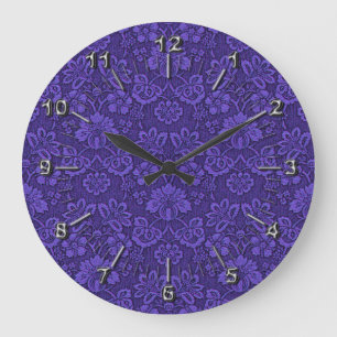 Floral purple decoration large clock