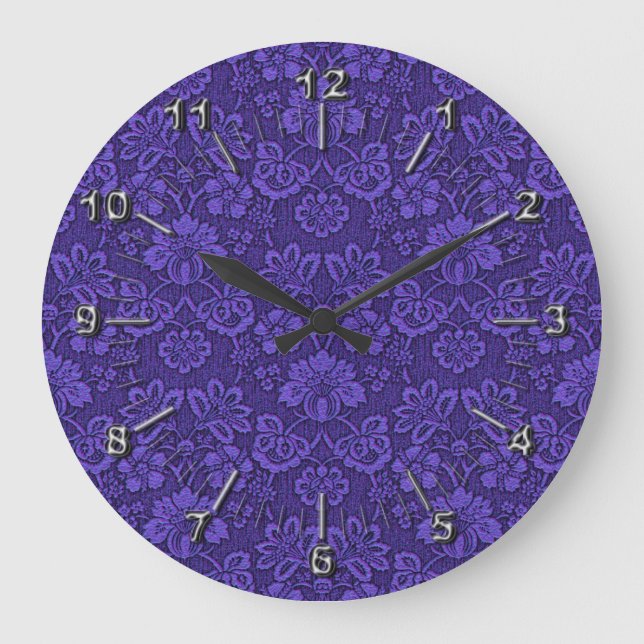 Floral purple decoration large clock (Front)