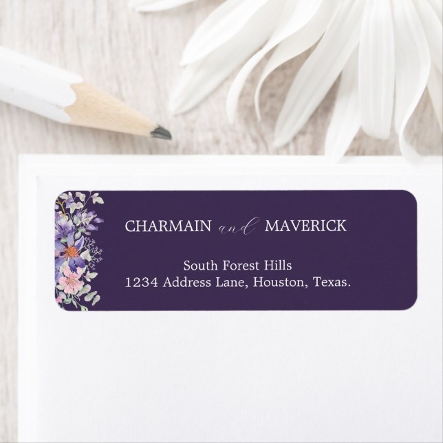 Floral Purple Dreams Return Address Label (Insitu)
