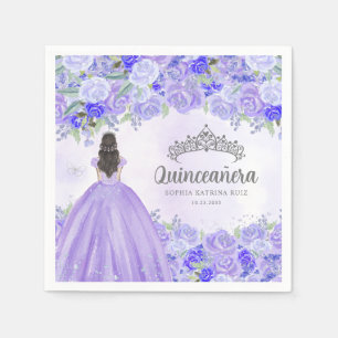 Floral Purple Dress Princess Tiara Quinceanera Napkin