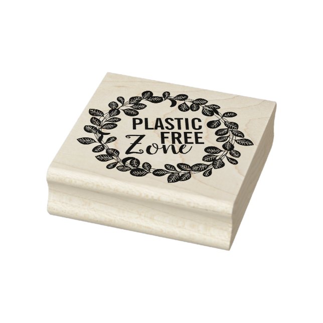 floral purple flowers green leaves plastic free rubber stamp (Stamp)