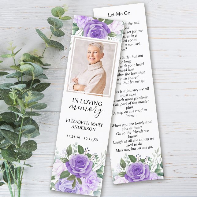 Floral Purple Funeral Bookmark (Creator Uploaded)