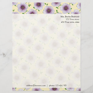 Floral Purple Garden Flowers Photo Custom Address Letterhead Template