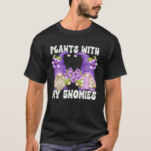 Floral Purple Gnomes Plant Saying For Spring  Gard T-Shirt