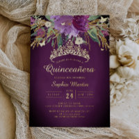 Floral Purple Gold Amethyst Quinceanera 