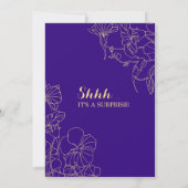 Floral Purple Gold Surprise 80th Birthday Party Invitation (Back)