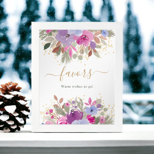 Floral Purple Gold Winter favours bridal shower Poster