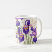 Floral Purple Iris Gold Damask Monogram Name Coffee Mug (Front Right)