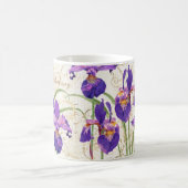 Floral Purple Iris Gold Damask Monogram Name Coffee Mug (Center)