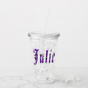 Floral Purple Julie Name, Acrylic Tumbler