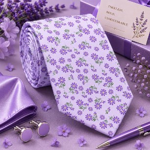 Floral Purple Lavender Neck Tie