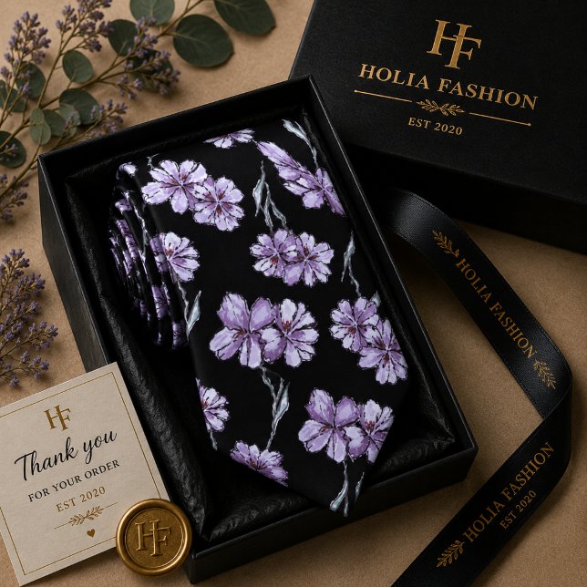 Floral Purple Lavender Neck Tie (Creator Uploaded)