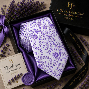 Floral Purple Lavender Neck Tie
