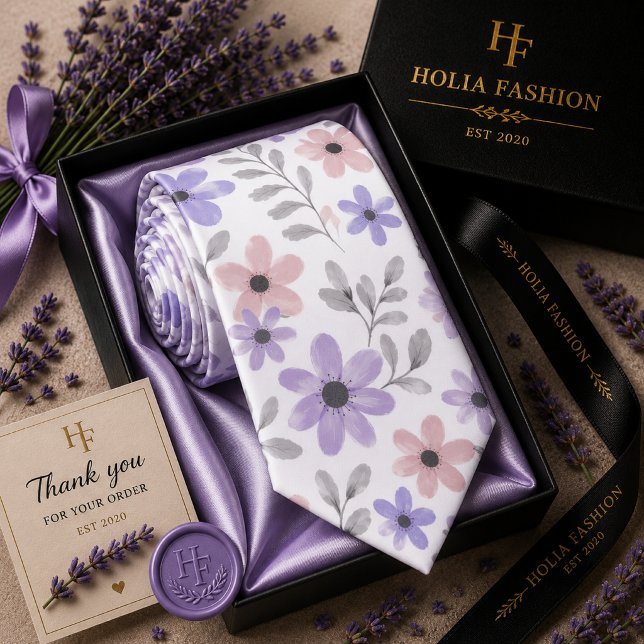 Floral Purple Lavender Neck Tie (Creator Uploaded)