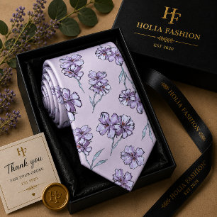 Floral Purple Lavender Neck Tie