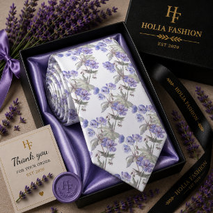 Floral Purple Lavender Neck Tie