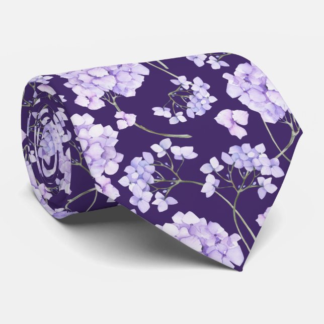 Floral Purple Lavender Neck Tie (Rolled)