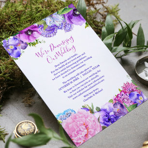 Floral Purple Paisley We're Downsizing Our Wedding Holiday Card