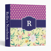 Floral Purple Polka Dot Binder