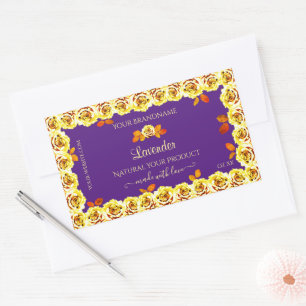 Floral Purple Product Packaging Label Yellow Roses