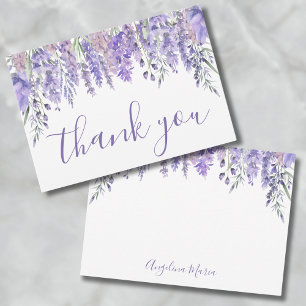 Floral Purple Quinceañera Birthday Thank You Card