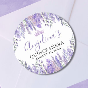 Floral Purple Quinceanera Classic Round Sticker