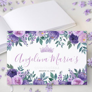 Floral Purple Quinceanera Guest Book